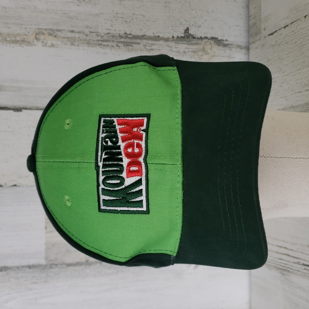 Mountain Dew green embroidered logo baseball hat cap adjustable